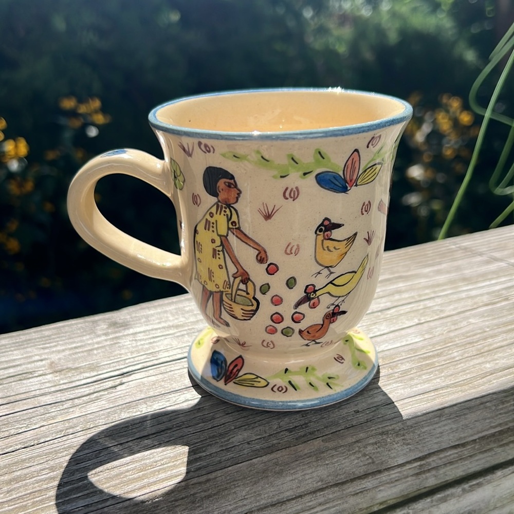 Hand Painted By Lizzie Handled Detailed Mug  2003 Ceramic Preowned 4” Height